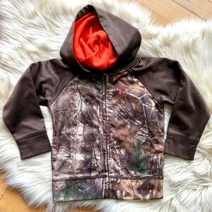 Under Armour Kids Hoodie - Brown Camo with Orange Hood